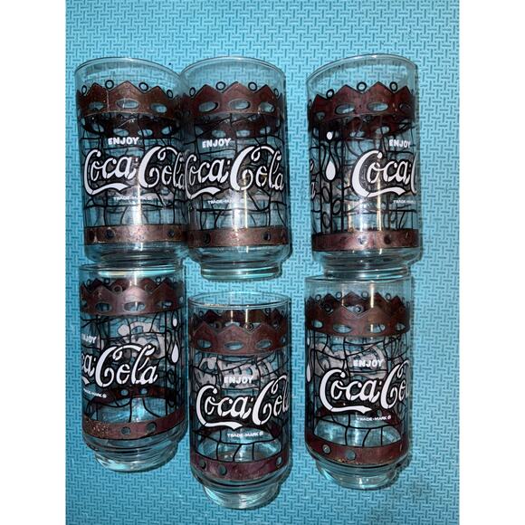 Coca Cola Other - Vintage Coca Cola Tiffany style stained glass 6 cup set